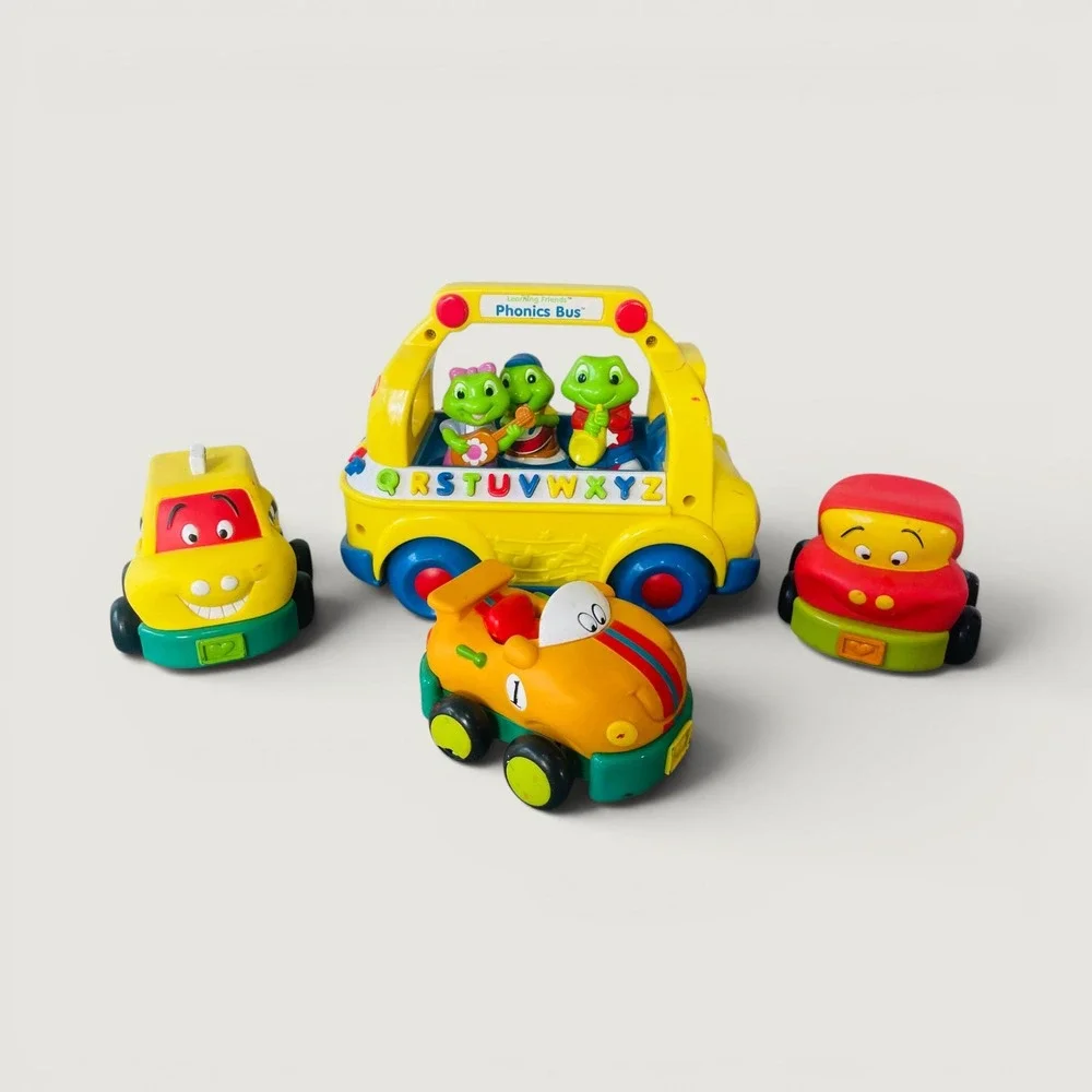 LeapFrog Learning Friends Phonics Bus Toy + 3  Vehicles Vintage Educational Set